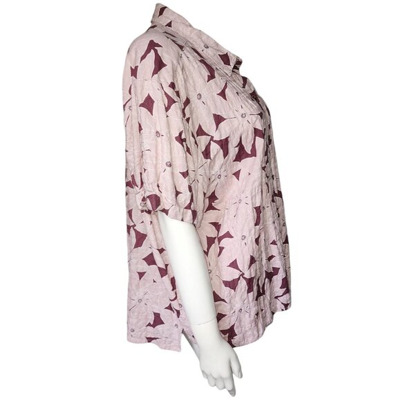 Eddie Bauer Button Down Shirt Womens Plus Size 2XL Pink Floral Collared - Picture 4 of 6